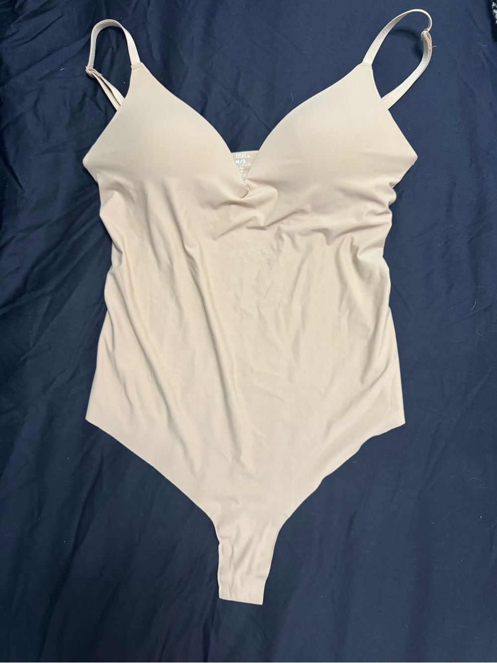 Wet Seal Nude Beige V-Neck Bodysuit